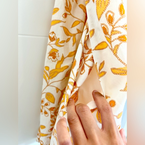 Anthropologie Maeve Sweetheart Floral Orange Yellow Mini Dress Size Large - Picture 8 of 14